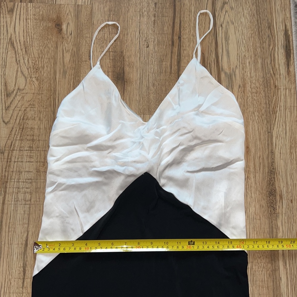 NEW! Zara Two-Toned Black and White Satin Dress - Picture 10 of 13